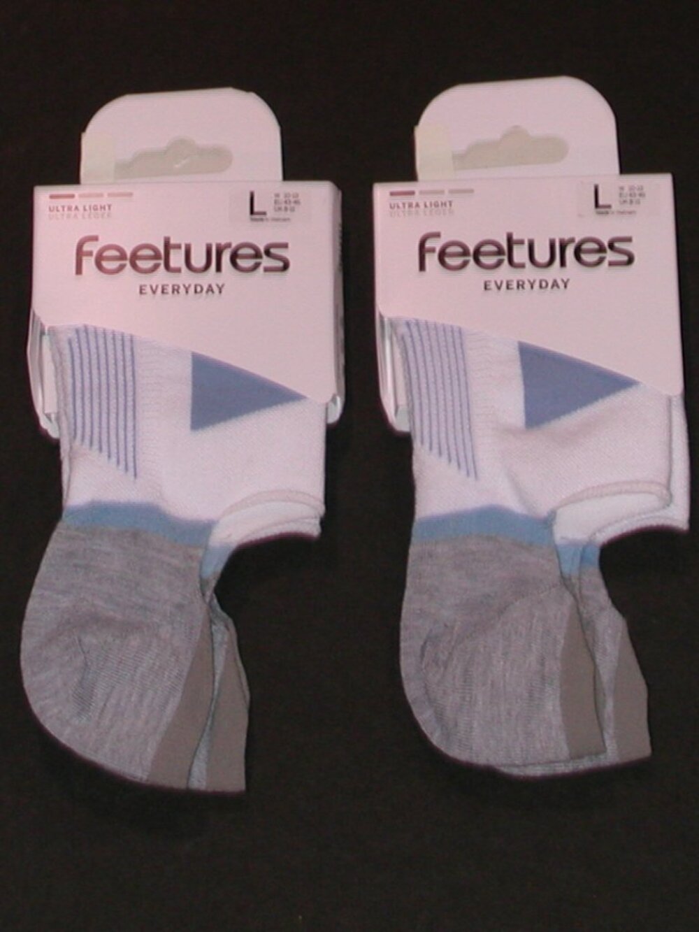 2 Pairs Feetures Everyday Ultra Light Invisable Socks Womens LG Boardwalk Violet